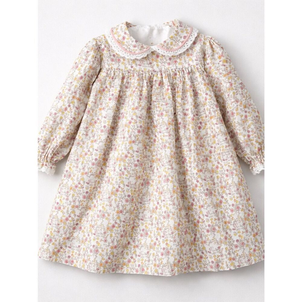 James and Lottie Floral Long Sleeve Baby Dress - Pink & Yellow size 2T